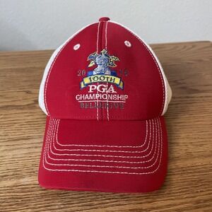 PGA Championship Hat Cap Strap Back Mens One Size Red White Golf 2018 Bellerive